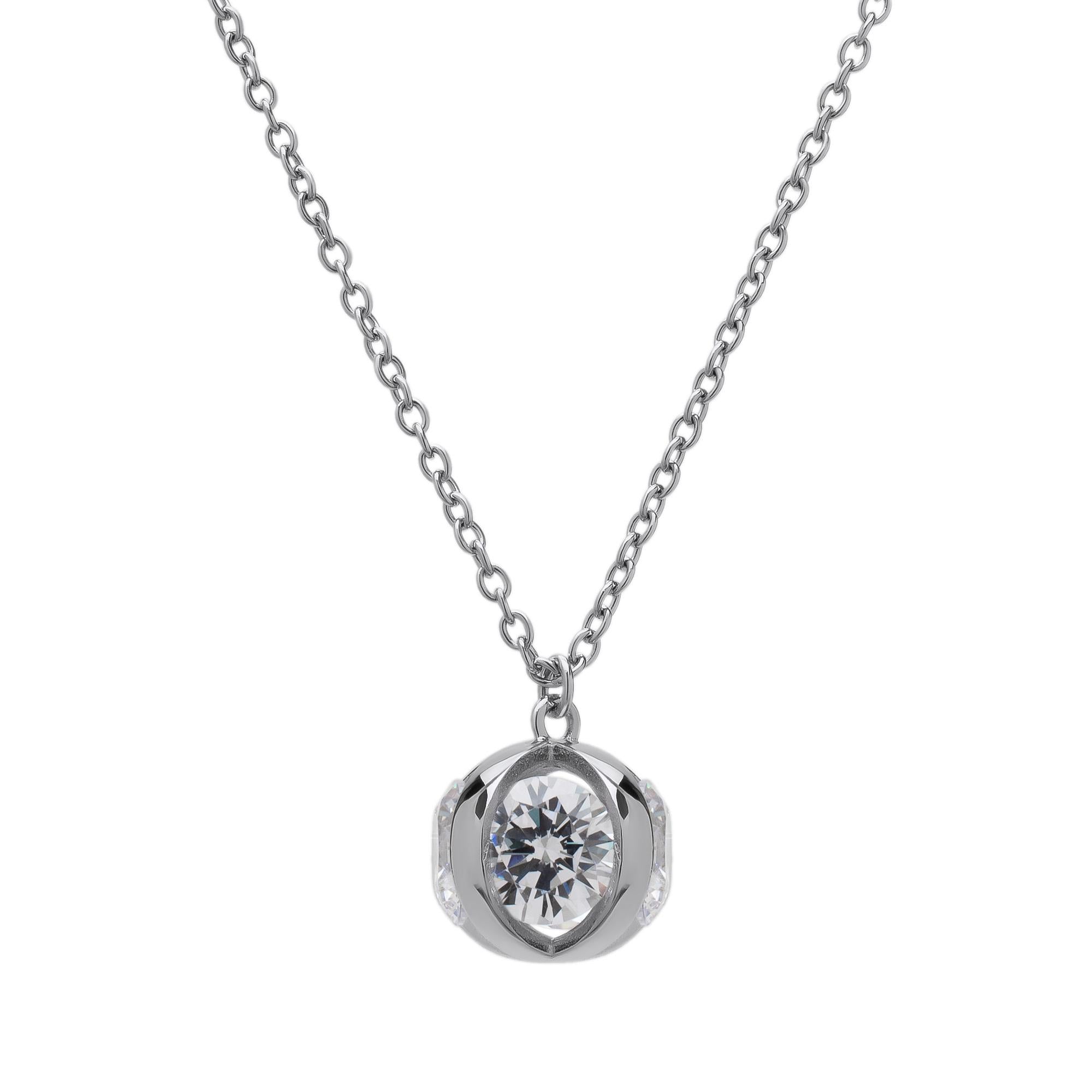 Sterling Silver Cubic Zirconia Caged Pendant