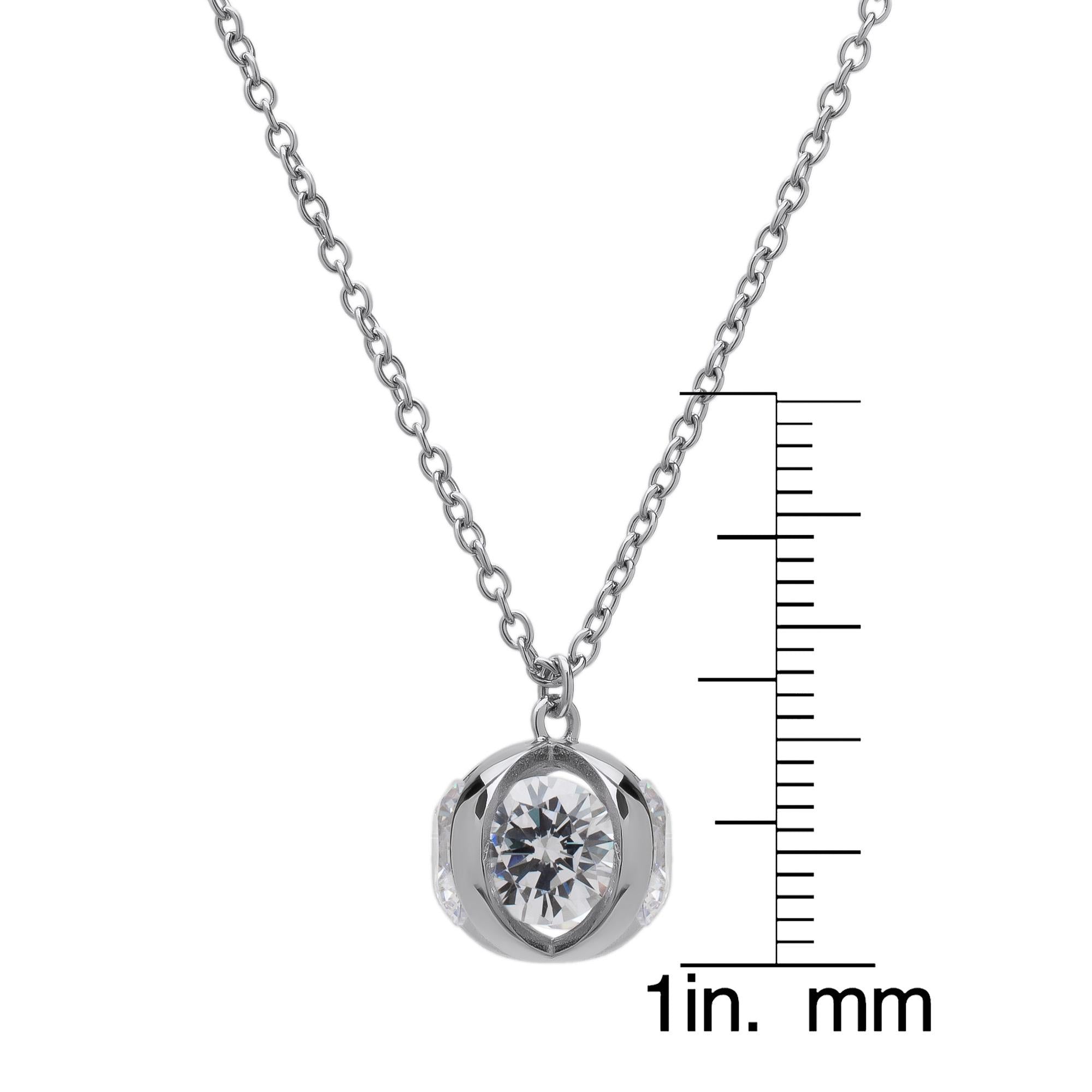 Sterling Silver Cubic Zirconia Caged Pendant