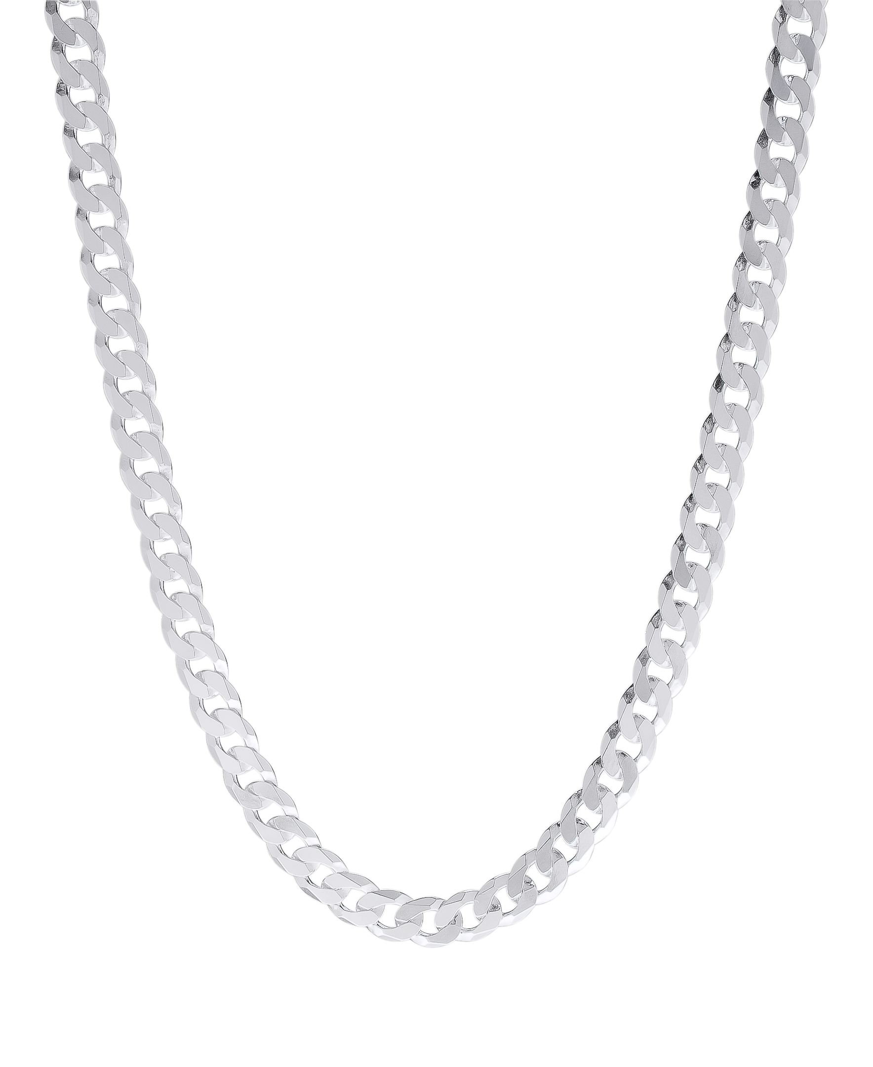 Sterling Silver PAVE CURB Necklace in 30", 4.6mm