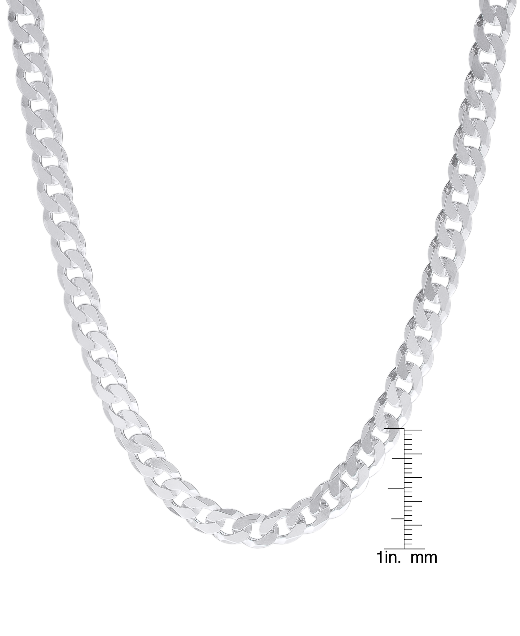 Sterling Silver PAVE CURB Necklace in 30", 4.6mm