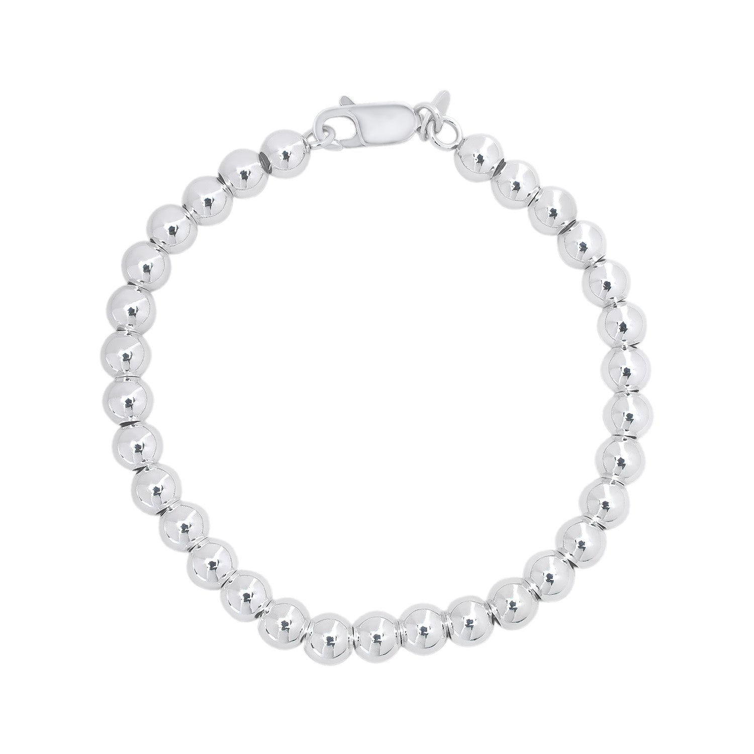 6MM Loose Bead Silver Bracelet 7.5" - chicjewelry4u.com