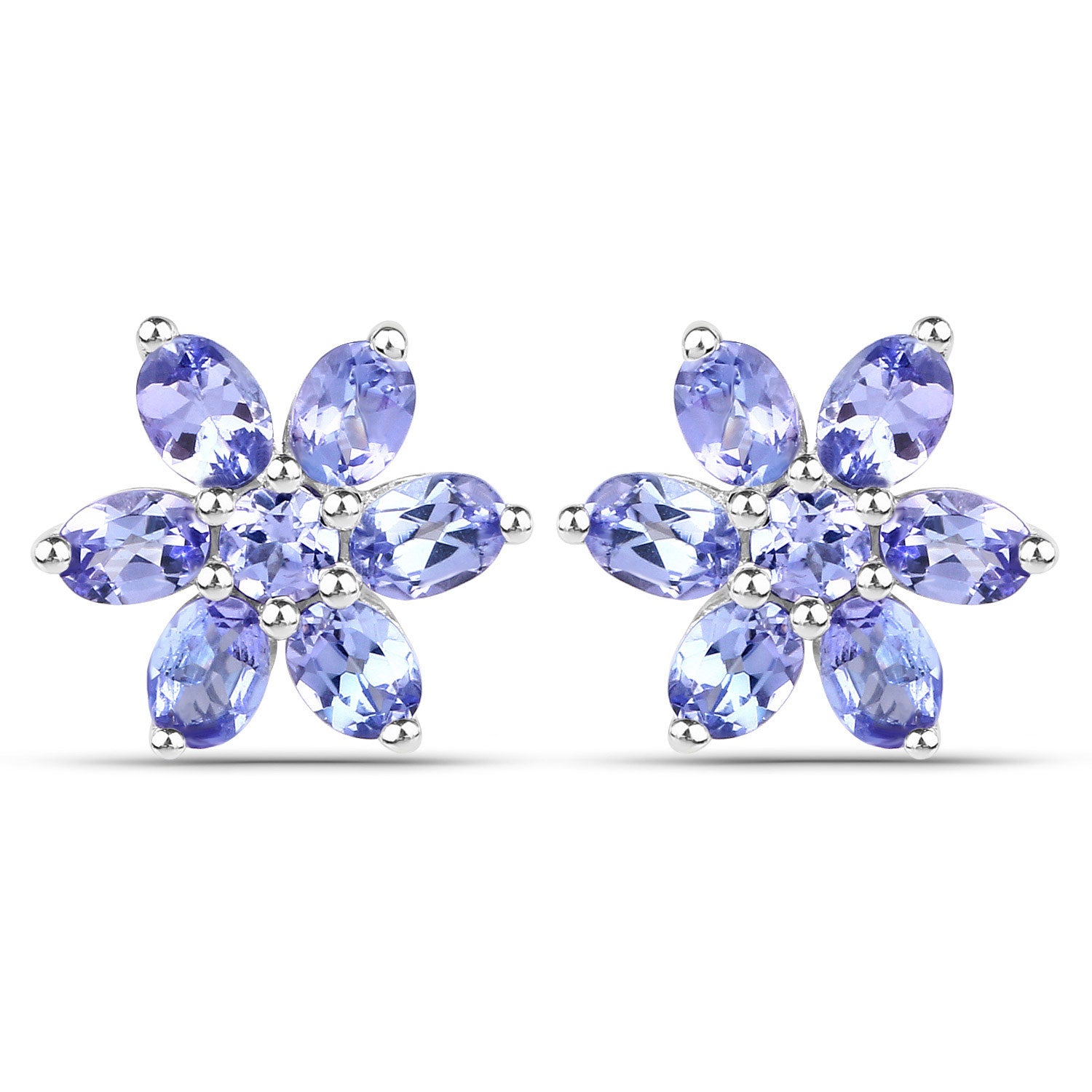 Genuine 2.24 Carat Tanzanite .925 Sterling Silver Earrings